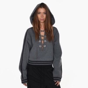 Grey Cross Lace Hoodie ✨
